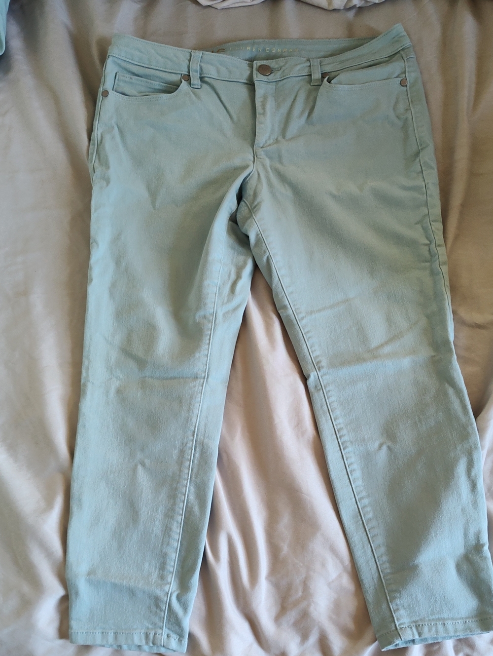 LC Lauren Conrad Soft Mint Skinny Jeans